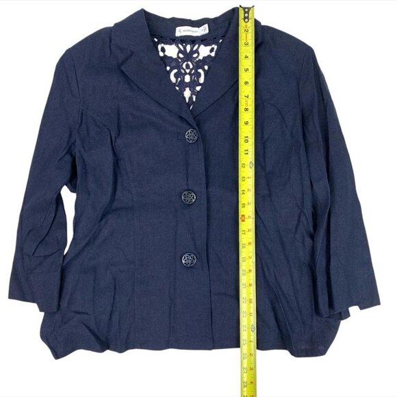 Susan Graver Blue Eyelet Lace Linen/Rayon Blazer Womens Size XL - Picture 6 of 8
